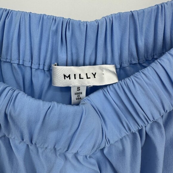 Milly Off-Shoulder Blouse Cotton Poplin Sky Blue Small - Picture 6 of 9